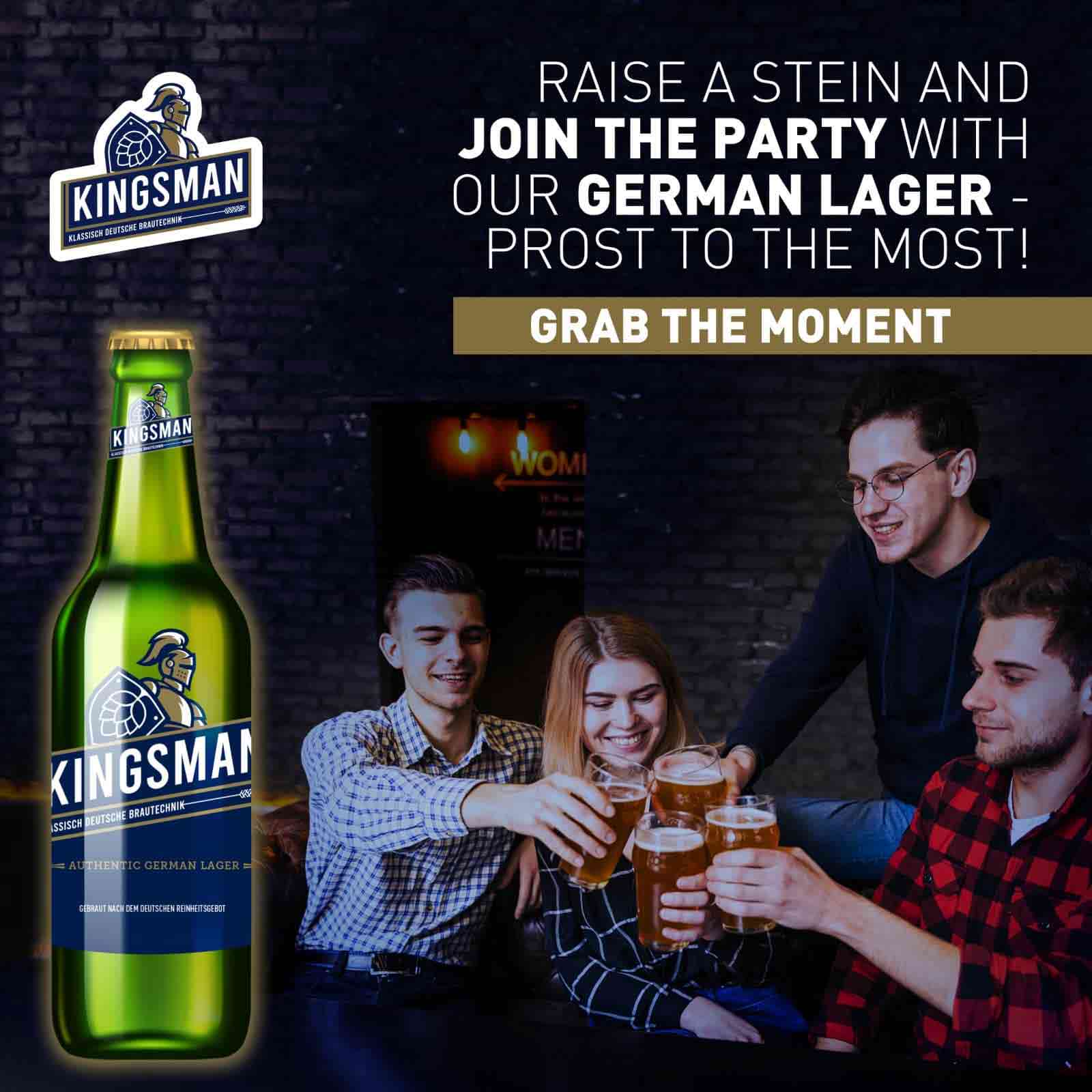 Join the party and enjoy the moment with Kingsman Beer	
